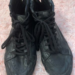 Black on black vintage leather Vans